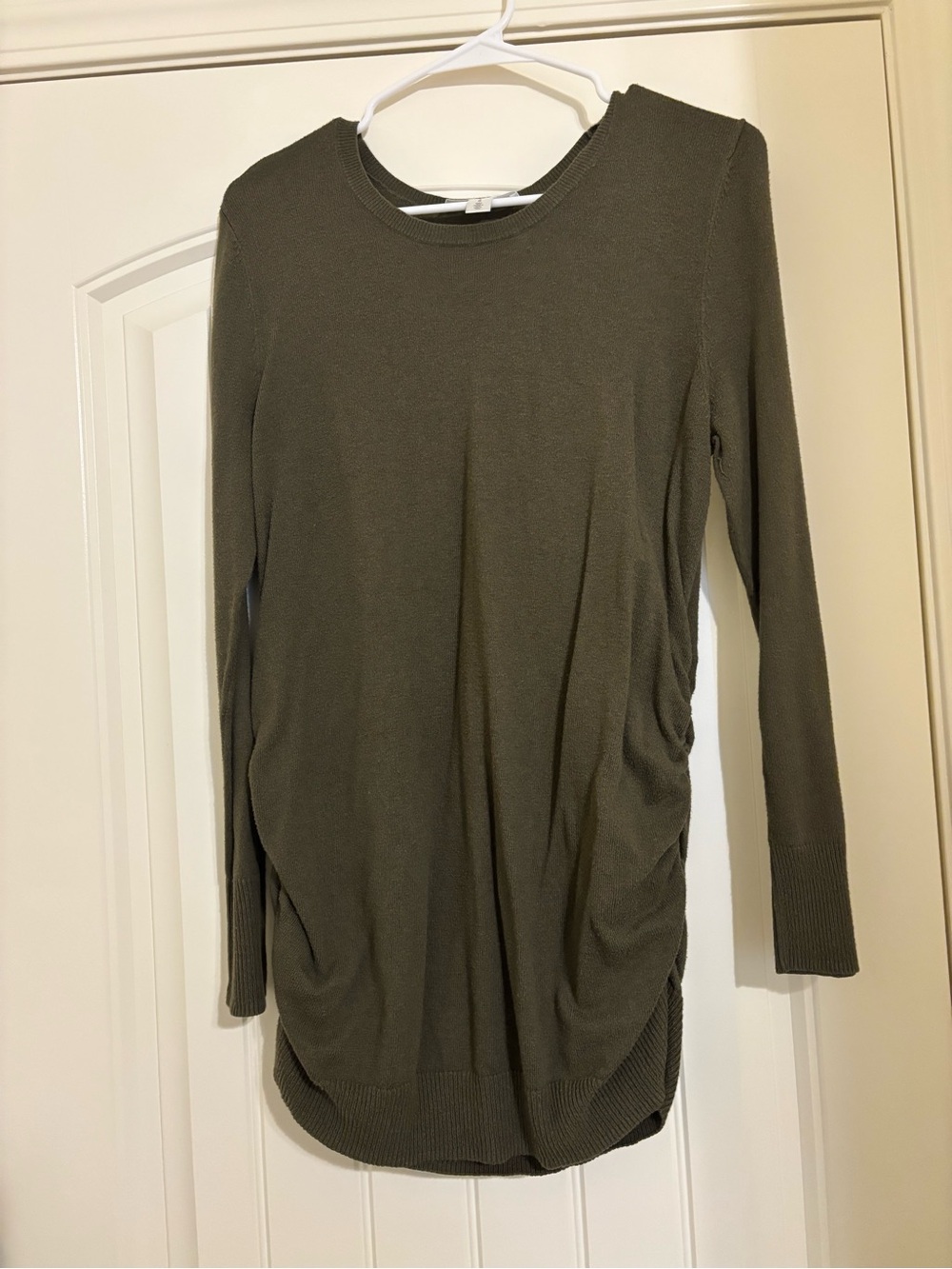 Motherhood Maternity Olive Green Long Sleeve Ruched Tunic